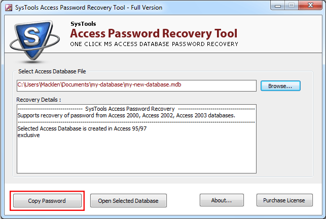 copy recovered password